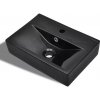 Keramické umyvadlo s otvorem na baterii a přepadem černé obdélníkové Černý 141933 Keramické umyvadlo s otvorem na baterii a přepadem černé obdélníkové Černý 141933