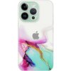 AppleKing transparentné s mramorovým vzorom iPhone 14 Pro - ružovo-tyrkysové