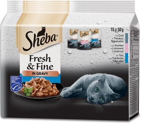 Sheba fresh fine in gravy rybí výběr 15 x 50 g