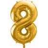 PartyDeco Fóliový balón narodeninové číslo 8 zlatý 86cm