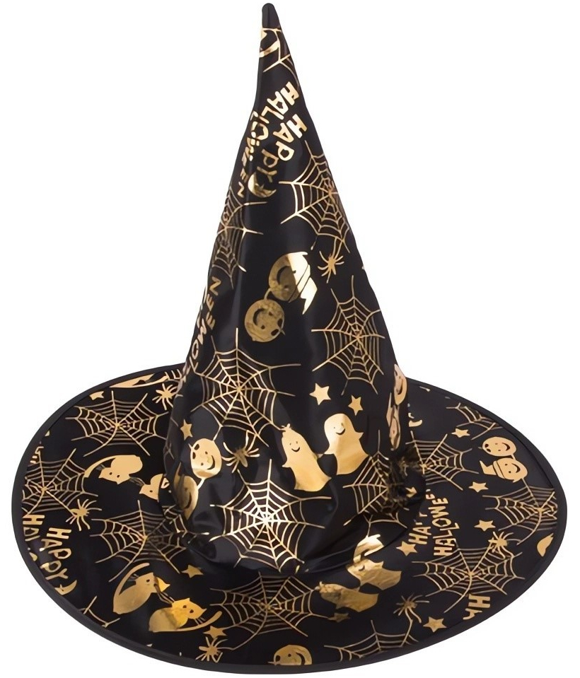 Verk čarodejnícky klobúk Helloween čiernozlatá