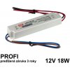 LED napájací zdroj 18W, 12V, IP67 - Vodeodolný MEAN-WELL LED napájací zdroj 18W, 12V, IP67 - Vodeodolný MEAN-WELL