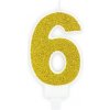Sviečka narodeninová 7 cm číslica „6 zlatá 5902230748323