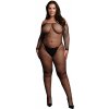 Le Desir Bodystocking s dlhým rukávom, sieťka, čierny