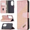 Peňaženkové kožené puzdro CROCODILE na Huawei P50 Pro - Ružovozlatá Peňaženkové kožené puzdro CROCODILE na Huawei P50 Pro - Ružovozlatá