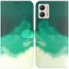 Peňaženkové kožené puzdro Watercolor na Motorola Moto G13 / G23 / G53 5G - Cyan Green Peňaženkové kožené puzdro Watercolor na Motorola Moto G13 / G23 / G53 5G - Cyan Green