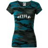 Evolúcia šach - Dámske maskáčové tričko - 2XL ( Petrolejová maskáč ) Evolúcia šach - Dámske maskáčové tričko - 2XL ( Petrolejová maskáč )
