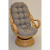 Nábytek PEGAS Ratanové houpací křeslo Swivel medové polstr šedý melír Nábytek PEGAS Ratanové houpací křeslo Swivel medové polstr šedý melír