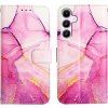 Peňaženkové kožené puzdro Marble Pattern na Galaxy A55 5G - Ružová Peňaženkové kožené puzdro Marble Pattern na Galaxy A55 5G - Ružová