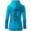 Husľový kľúč z nôt - Mikina dámska trendy zipper s kapucňou - S ( Svetlý tyrkys ) Husľový kľúč z nôt - Mikina dámska trendy zipper s kapucňou - S ( Svetlý tyrkys )
