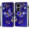 Peňaženkové kožené puzdro DRAWING na Huawei P50 - Blue Golden Chain Butterflies Peňaženkové kožené puzdro DRAWING na Huawei P50 - Blue Golden Chain Butterflies