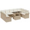 10-dielna záhradná sedacia súprava s vankúšmi, béžový polyratan 10-dielna záhradná sedacia súprava s vankúšmi, béžový polyratan