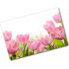 Doska na krájanie zo skla Ružové tulipany 80x52 cm Doska na krájanie zo skla Ružové tulipany 80x52 cm