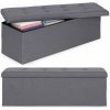 Prešívaná taburetka 111 x 38 cm, s úložným priestorom, čalúnená, tmavosivá, ModernHome Prešívaná taburetka 111 x 38 cm, s úložným priestorom, čalúnená, tmavosivá, ModernHome