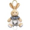 Teddies Zajac plyš 18cm záves na postieľku/kočík nat. hrací strojček béžový