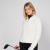 INESIS Dámsky vetruvzdorný golfový pulóver s krátkym zipsom MW500 prírodný biela
