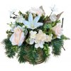 Smútočný aranžmán betonka exclusive umelé ľalie, ruže, hortenzie a doplnky Ø 30cm x 30cm Smútočný aranžmán betonka exclusive umelé ľalie, ruže, hortenzie a doplnky Ø 30cm x 30cm