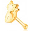 Šperky eshop - Zlatý 9K piercing do nosa - mačička so zdvihnutým chvostíkom S2GG229.11 Šperky eshop - Zlatý 9K piercing do nosa - mačička so zdvihnutým chvostíkom S2GG229.11