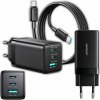 Joyroom Nabíječka Joyroom JR-TG10 65W GaN nástěnná nabíječka 2x USB-C + USB-A se 100W USB-C - USB-C kabelem 1,2 m - černá Joyroom Nabíječka Joyroom JR-TG10 65W GaN nástěnná nabíječka 2x USB-C + USB-A se 100W USB-C - USB-C kabelem 1,2 m - černá