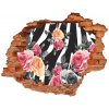 Nálepka fototapeta 3D výhľad Ruže v pozadí zebra 90x70 cm Nálepka fototapeta 3D výhľad Ruže v pozadí zebra 90x70 cm
