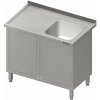 Stůl s jednokomorovým dřezem z pravé strany, křídlové dveře 1100x600x850 mm | STALGAST, 980726110 inox Stůl s jednokomorovým dřezem z pravé strany, křídlové dveře 1100x600x850 mm | STALGAST, 980726110 inox