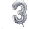 PartyDeco Fóliový balón narodeninové číslo 3 strieborný 86cm (Narodeninový fóliový balón číslo tri, vhodný na plnenie vzduchom aj héliom.) PartyDeco Fóliový balón narodeninové číslo 3 strieborný 86cm (Narodeninový fóliový balón číslo tri, vhodný na plnenie vzduchom aj héliom.)
