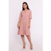 ELEGANTNÉ DÁMSKE MIDI ŠATY TRAPÉZOVÉHO STRIHU S VÝSTRIHOM DO V RUŽOVÉ - VEĽKOSŤ 36/S ELEGANTNÉ DÁMSKE MIDI ŠATY TRAPÉZOVÉHO STRIHU S VÝSTRIHOM DO V RUŽOVÉ - VEĽKOSŤ 36/S