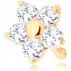 Šperky eshop - Zlatý piercing do nosa 585 - rovný, trblietavý kvietok z čírych zirkónov S2GG95.24 Šperky eshop - Zlatý piercing do nosa 585 - rovný, trblietavý kvietok z čírych zirkónov S2GG95.24