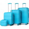 KONO Set 4 cestovných kufrov s horizontálnym dizajnom - ABS - modrá - 10L/44L/66L/96L KONO Set 4 cestovných kufrov s horizontálnym dizajnom - ABS - modrá - 10L/44L/66L/96L