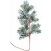 Vetvička MagicHome Vianoce, prírodná, so šiškami, zasnežená, 63 cm
