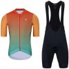 HOLOKOLO Cyklistický krátky dres a krátke nohavice - INFINITY - oranžová/červená/zelená/čierna HOLOKOLO Cyklistický krátky dres a krátke nohavice - INFINITY - oranžová/červená/zelená/čierna
