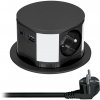 SOLIGHT Výsuvný blok zásuviek 3 x 16 A + USB A+C 20W PD, kábel 2m, čierny SOLIGHT Výsuvný blok zásuviek 3 x 16 A + USB A+C 20W PD, kábel 2m, čierny