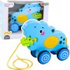 LEAN TOYS Interaktívna hračka na ťahanie Hroch, modrá LEAN TOYS Interaktívna hračka na ťahanie Hroch, modrá