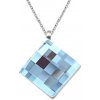For You Prívesok Swarovski elements šachovnicový štvorec modrý Aquamarine 1682