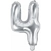 PartyDeco Fóliový balón číslo 4, 35cm strieborný PartyDeco Fóliový balón číslo 4, 35cm strieborný