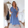 ZAZZA Dlhé bledomodré šaty s krátkym rukávom Veľkosť: XL/XXL ZAZZA Dlhé bledomodré šaty s krátkym rukávom Veľkosť: XL/XXL