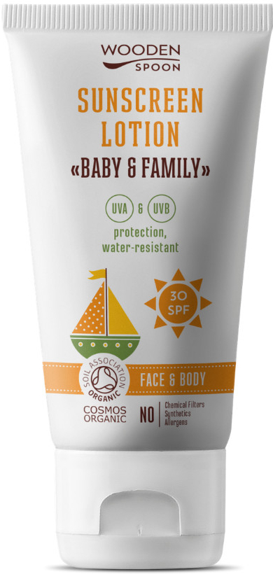 WoodenSpoon Baby & Family opaľovacie telové mlieko SPF30 150 ml