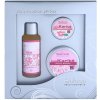 Saloos Daily Care růže telový a masážny olej 50 ml + Saloos BioKarité balzam z ruže 50 ml + Saloos BioKarité balzam na pery z ruže 19 ml kozmetická sada