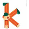 Drevené písmenko K Janod lepiace 9 cm oranžové Drevené písmenko K Janod lepiace 9 cm oranžové
