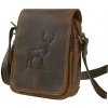 Malá hnedá pánska kožená taška cez rameno s jeleňom 250591-16 Malá hnedá pánska kožená taška cez rameno s jeleňom 250591-16