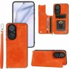Kožený kryt MANDALA na Huawei P50 - Oranžová Kožený kryt MANDALA na Huawei P50 - Oranžová