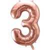 PartyDeco Fóliový balón číslo 3, 86cm ružovo zlatý PartyDeco Fóliový balón číslo 3, 86cm ružovo zlatý