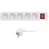 Solight predlžovací prívod 5m, 5 zásuviek, vypínač, 16A/3680W, PVC, biely PP53X Solight predlžovací prívod 5m, 5 zásuviek, vypínač, 16A/3680W, PVC, biely PP53X