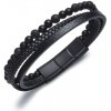 Diverse Čierny kožený náramok s korálkami pre mužov B1G00212 Diverse Čierny kožený náramok s korálkami pre mužov B1G00212