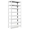 Policový regál Trestles RH 2200x1000x500, nosnosť 2000 kg, 8 políc Farba: pozink, Typ police: biela HDF 5 mm Policový regál Trestles RH 2200x1000x500, nosnosť 2000 kg, 8 políc Farba: pozink, Typ police: biela HDF 5 mm