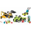 Set traktor na šliapanie s odrážadlom a prívesom Builder Max Tractor Smoby s nakladačom bagrom a vozík s náradím a kosačkou s krhličkou Set traktor na šliapanie s odrážadlom a prívesom Builder Max Tractor Smoby s nakladačom bagrom a vozík s náradím a kosačkou s krhličkou