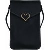 TopQ Kabelka Heart na mobil s popruhom čierna