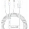 NONAME Baseus CAMLTYS-02 Superior Fast Charging Datový Kabel 3v1 USB-C, Lightning, MicroUSB 1.5m White 6953156205536 NONAME Baseus CAMLTYS-02 Superior Fast Charging Datový Kabel 3v1 USB-C, Lightning, MicroUSB 1.5m White 6953156205536