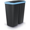 Odpadkový koš COMPACTA Q DUO - objem: 45 l, barva: černá se světle modrým víkem Odpadkový koš COMPACTA Q DUO - objem: 45 l, barva: černá se světle modrým víkem