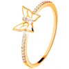 Šperky eshop - Prsteň zo žltého 14K zlata - trblietavé línie, biely glazúrovaný motýľ GG133.29 - Veľkosť: 57 mm Šperky eshop - Prsteň zo žltého 14K zlata - trblietavé línie, biely glazúrovaný motýľ GG133.29 - Veľkosť: 57 mm